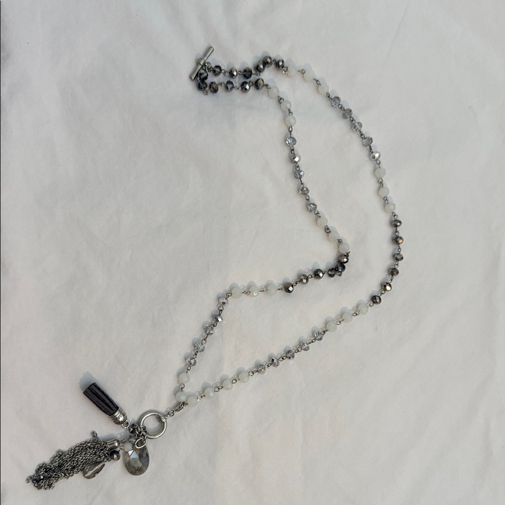 Premier Designs Silver and Gray Beaded Necklace